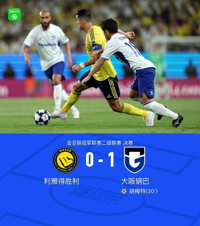 大阪钢巴1-0力克利雅得胜利，胡梅特关键进球助球队历史性首夺亚冠二级联赛冠军，亚洲足球赛事再掀高潮